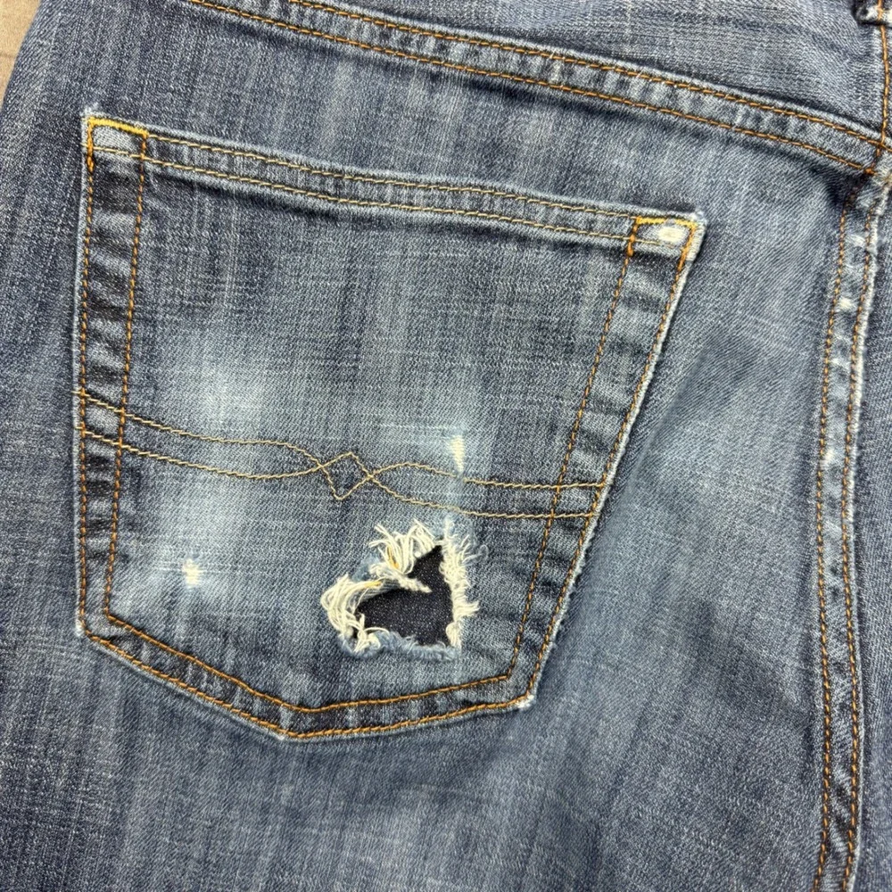 Lucky Brand 221 Original Straight Jeans Men 34x32 (36x32) Medium Wash Distressed